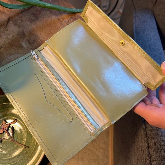 Rolfs Vintage green leather wallet / clutch boho real cowhide cottagecore - Picture 4 of 4